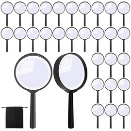 Elcoho 100 Pack Handheld Magnifier Plastic Magnifying Glass for Reading Jewelry Home Office Desk Accessories with Storage Bag