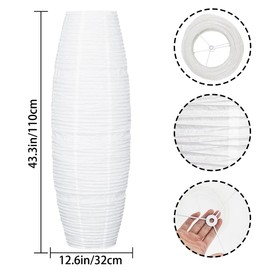 FERCAISH Rice Paper Floor Lamp Shade, Foldable and Minimalist style Paper Lamps Classic Modern Paper Floor Light Bulb Cage Guard for Living Room Bedroom Décor