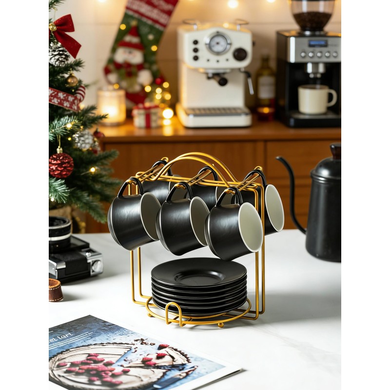 YHOSSEUN Ceramic Espresso Cups Set of 6, 4 Oz Expresso