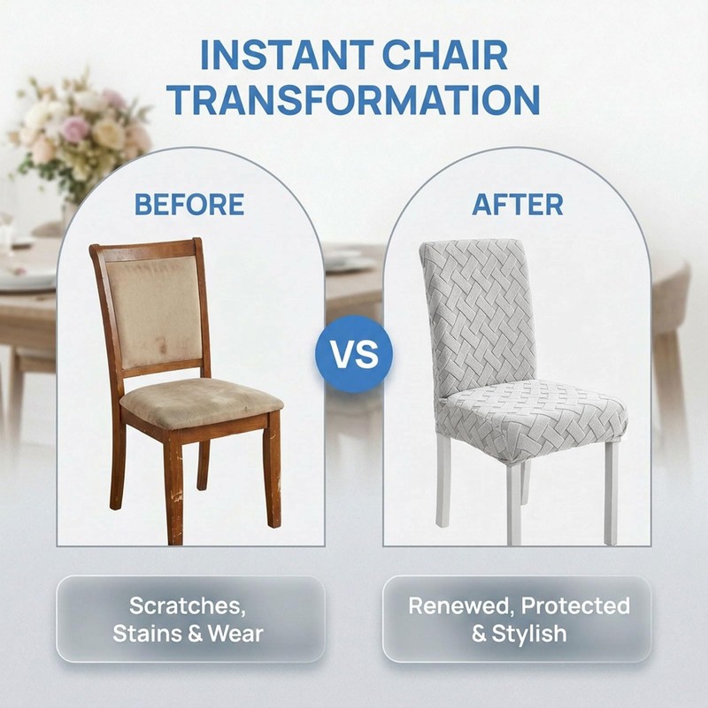 2PCS Dining Chair Covers, Thickened Jacquard Anti-Cat Scratch Stretch Dining