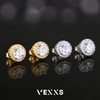 VEXXS Men’s Stud Earrings, S925 Sterling Silver Earrings, 18K Real