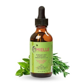 Mielle Organics Aceite fortalecedor de cuero cabelludo y menta de romero para uso diario, tratamiento de cuero cabelludo, cuidado de puntas abiertas
