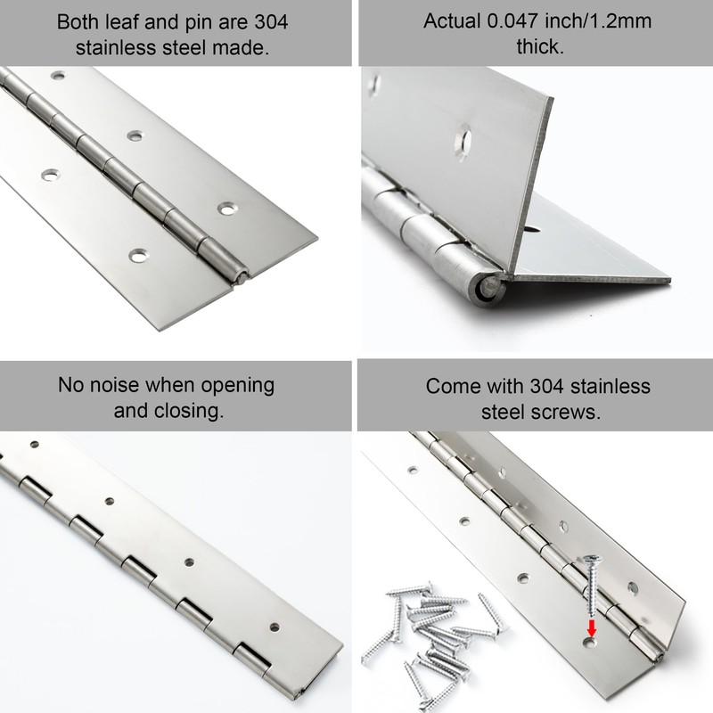 2 Pack Heavy Duty Piano Hinge 48 Inch x 2