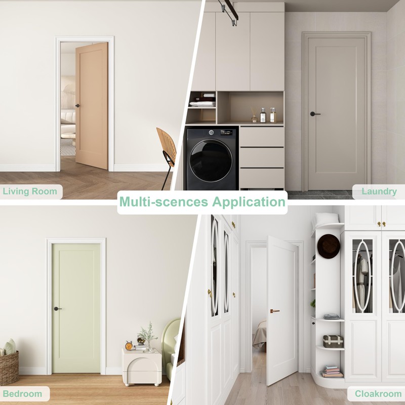 JUBEST 30"x80" 1-Panel Shaker Style White Primed Hollow Core Interior