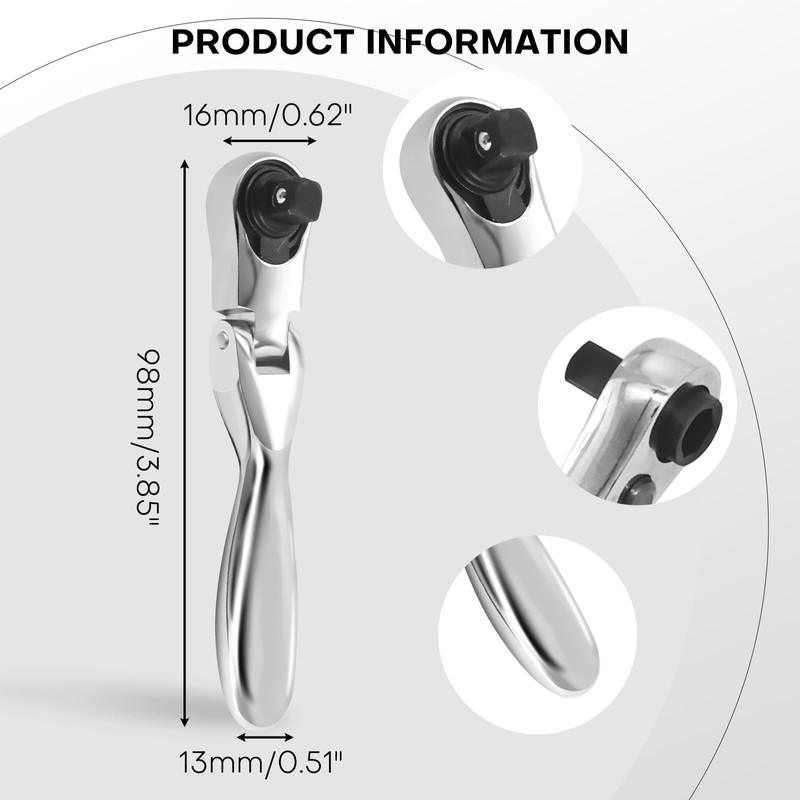 IBQKDSD 1/4 Ratchet, 180° Rotating Mini Ratchet, 72 Tooth Gear