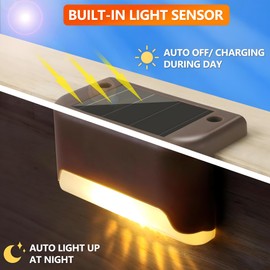 PhilzOps Solar Lights for Outdoor Garden, Pack of 12 Solar Lights Warm White Solar Lamp Decoration Waterproof Solar Garden Lights for Patio Garden Outdoor Steps Stairs Lawn Fences Lighting
