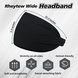 Sweat Hair Bands for Men Non Slip, Black Elastic Headbands for Long Hair, Dark Blue Men's Sports Head Bands, Athletic Workout Headbands for Running, 8 Pieces