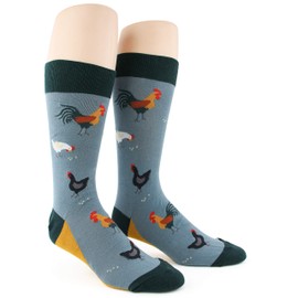 Foot Traffic Men's Novelty Animal Socks, Funny Socks for Animal Lovers, Sizes 7–11, Rooster
