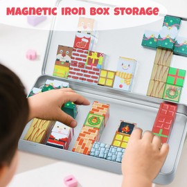 KEGOZ Magnetic Blocks Set, 45PCS Educational STEM Christmas Travel Building Toys for Kids 3+, Portable Magnetic Block with Metal Storage Box, Toddler Learning Toys for Boys Girls 4-8 Birthday Gift