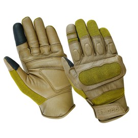 PROTEC StrikerShield Genuine Leather Removable Hard Knuckle Tactical Gloves with Kevlar Lining (Coyote, L)