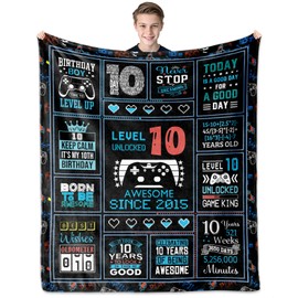 FIOUNG 10th Birthday Gifts for Boys, 10 Year Old Boy Gifts Blanket 60"x50", Gift for 10 Year Old Boy, 10th Birthday Decorations for Boys, 10-Year-Old Gift Ideas for Son Grandson Nephew, Love 2015