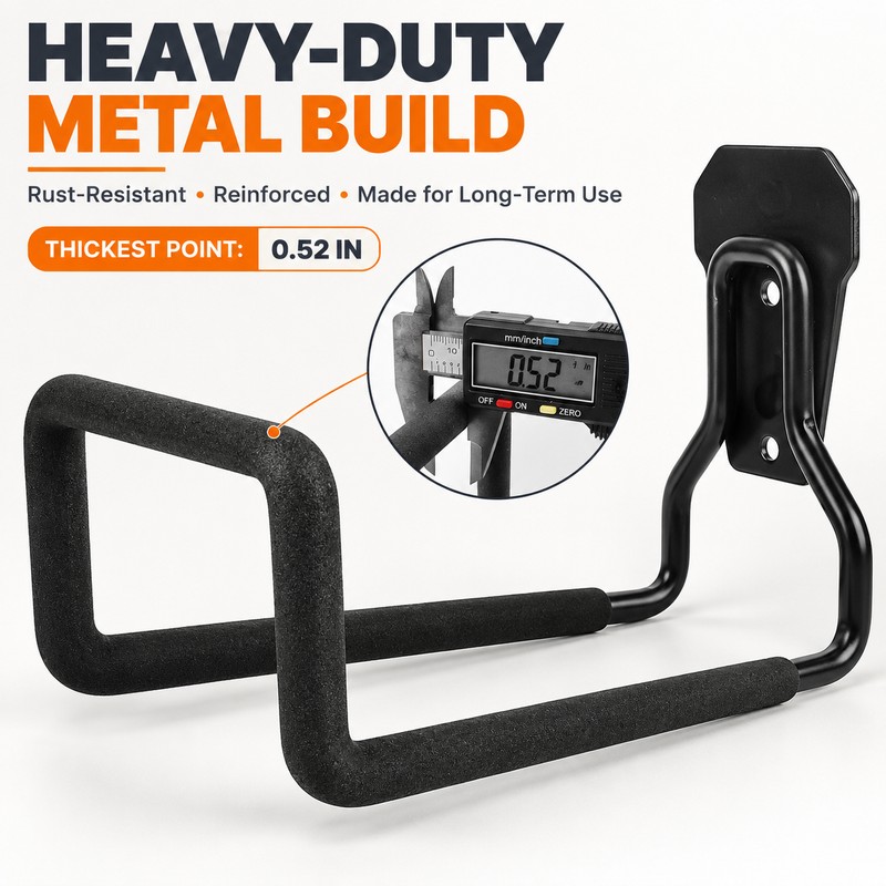 Wall-Mounted Garden Hose Holder – Black Metal Hose Hanger for