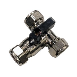 TC Pack of 2 TC Lever Isolating Valve Full Flow 15mm Large Bore Tee Isolation Service Valve Chrome