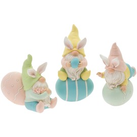 Boston International Easter Spring Figurines Tabletop, Shelf, Mantel Decorations for Home, Set of 3, Easter Gnomes on Eggs