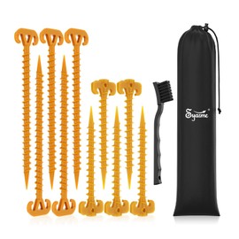 Ground anchors, ground anchors, screw pegs, tent pegs, 28 cm, on beaches and soft / hard floors for securing tents, canopies and tarpaulins, etc., includes 10 plastic screws, brush and bag