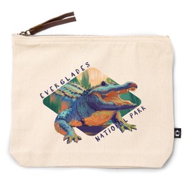 Lantern Press Everglades National Park, Florida, Alligator, Vivid, 100% Cotton Zipper Pouch, Travel Accessory, Go Bag