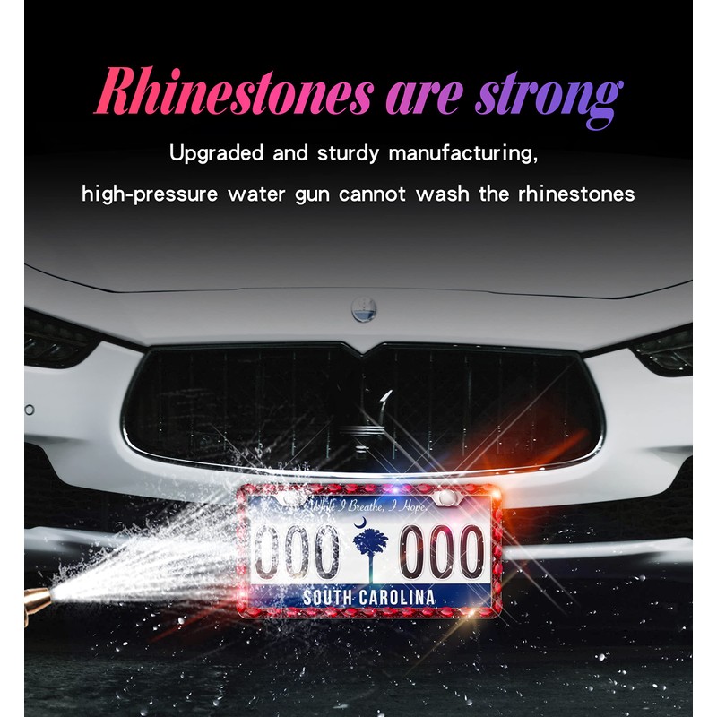 Murimt 2 Pack Red Bling License Plate Frame, Sparkly Stainless