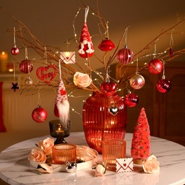 DecorbyHannah Valentines Day Tree Ornaments Decorations, 70ct Pink Red Heart Shaped Ornaments for Christmas Tree, Shatterproof Hanging Valentine's Day Decor for Wedding Anniversary Party