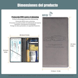 2 PCS Soporte para Registro y Seguro de Automóvil, Organizador de Guantera para Documentos Tarjeta Vehículo (Gris)