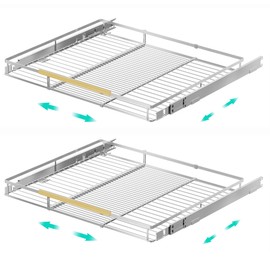 iPEGTOP 2 Pack Pull Out Cabinet Drawer Organizer, Extendable Sliding Slide Out Pantry Shelves Storage Heavy Duty Shelf for Kitchen Cabinet Under Sink, Adjustable Width 10~16.3" W x 22.5" D