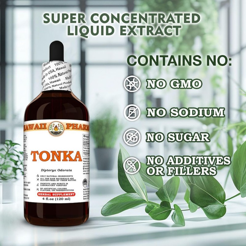 Hawaii Pharm Tonka Extract, Tincture for Energy and Respiratory Comfort,