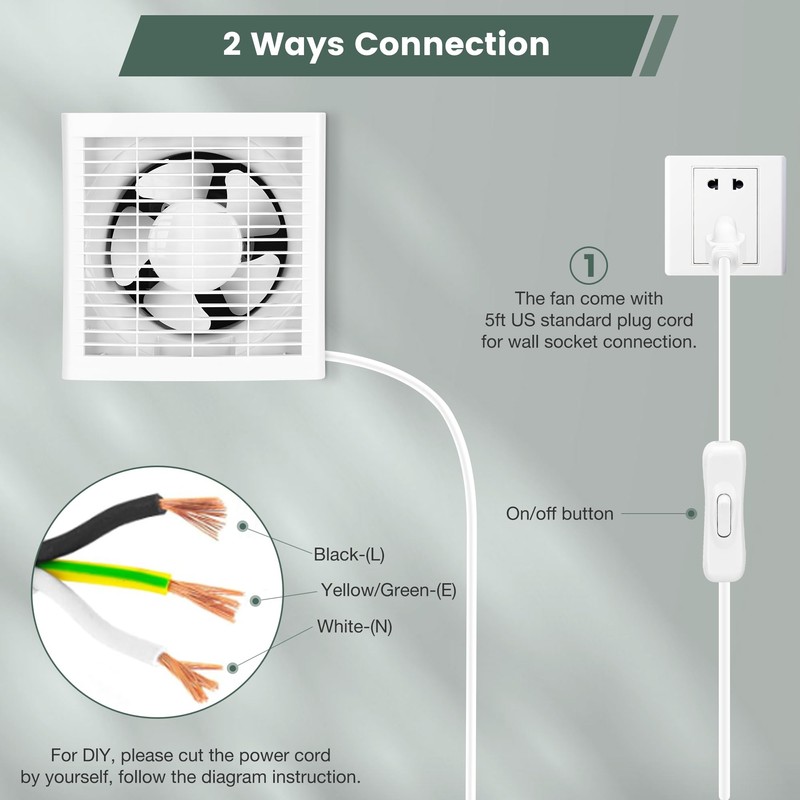 Fanspex 6" Shutter Exhaust Fan, 258CFM Window or Wall Mount