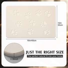 Drydiet Christmas Dog Gift Stone Mat for Dog Bowl Diatomaceous Earth Absorbent Non Slip Cat Puppy Mat for Food and Water Quick Drying Easy Clean Puppy Placemat for Bowl Dish(Beige,16 x 12 Inch)