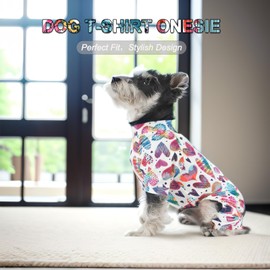 Dog T-Shirt Onesie Summer/Winter Pet Costume Love Motif Bodysuit for Small Dogs and Cats, T-Shirt with Four Legs, Breathable Jumpsuit for Outdoor Sports, Travel, Camping, XXL