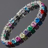 RIZILIA Tennis Bracelet [18cm/7inch] with Round Cut Gemstones CZ [Multi