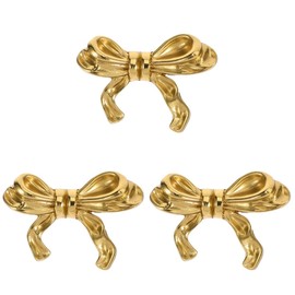 DOITOOL Gold Bow Knobs for Dresser: Bow Shape Cabinets Knobs Metal Bow Drawer Knobs Decorative Bow Knobs Bow Dresser Knobs Vintage for Home Kitchen Cabinets - 3 Pack