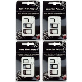 4 x Kit 4 in 1 Nano SIM Adapter Set for All Mobile Devices (Nano SIM to Micro SIM Card, Micro SIM to Standard Card, Nano SIM to Standard Card) + Clip for Removing the Universal SIM Adapter