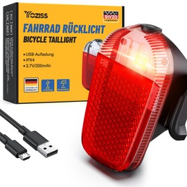 YOZISS Bicycle Rear Light with Reflector, StVZO-Approved Bicycle Light IPX5 Waterproof LED Rear Light Bicycle Light
