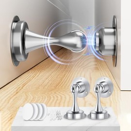 Tope magnético para puerta, paquete de 2, topes de puerta de acero inoxidable para parte inferior de la puerta, tope magnético de puerta para montaje 