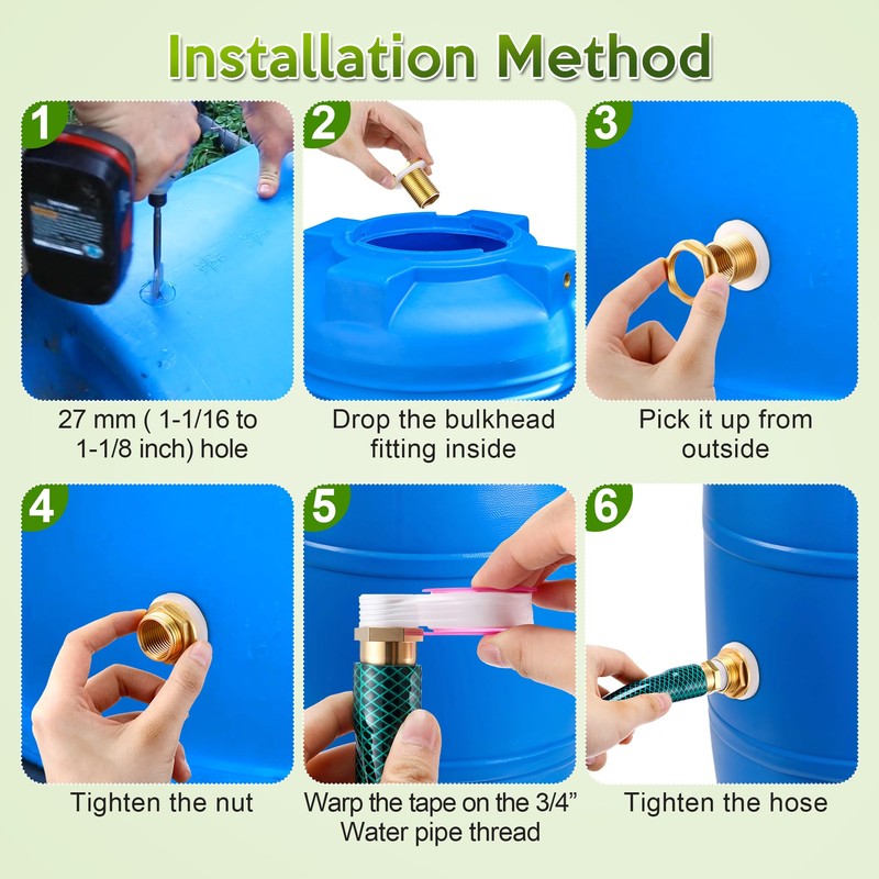 HappyAlley Rain Barrel Linking Kit, 8 inch Rain Barrel Hose
