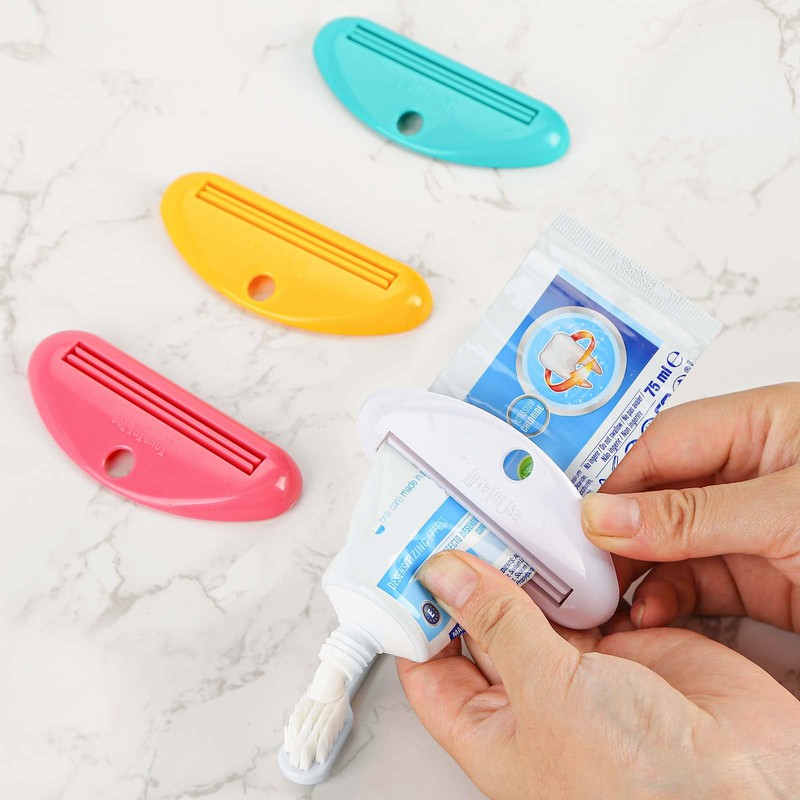 LOVEINUSA Toothpaste Tube Squeezer Dispenser- 4 Pack Random Colors