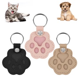 usemy 3Pcs Pet Hair Storage Keychain,Dog Fur Storage Keychain, Cute Leather Paw Keychains,Pet Hair Keepsake Keyring for Bag Purse Paw Charm Key Holder (Black+Grey+Pink)