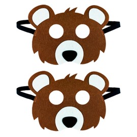 Nereds 2Pcs Teddy Bears Card Masks Felt Cosplay Masks with Elastic Bands Cosplay Costume Dress Up for Kids Party