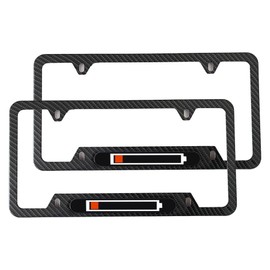 Stainless Steel License Plate Frame, Cover Holder with Screws and Caps Carbon Fiber 2PCS (LowBattery)