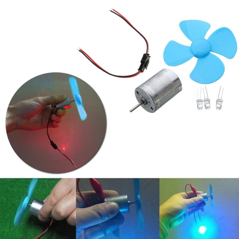 BIlinli DIY Kits 6-9V Wind Turbine Micro Motor/Mini Blue Leaf