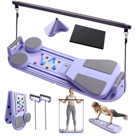6 in1 Pilates Board, Multi-Portable Pilates Reformer Set, Foldable Abdominal Board, Pilates Reformer Board for Home, Workout Equipment, Abs Workout Equipment, Core Workout Equipment (Purple)