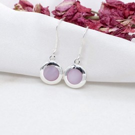 Tuscany Silver Women's Sterling Silver 10 x 27 mm Round Pink Mother of Pearl Drop Earrings