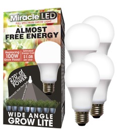 Miracle LED Almost Free Energy Multi-Plant 9W LED Grow Light Bulb Daylight White Full Spectrum Replacing 100W Incandescent (4-Pack)