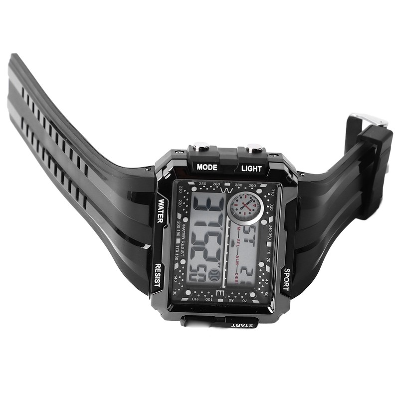 Men Rectangle Digital Sports Watch Night Light Rectangle Display Waterproof