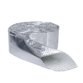 Fourub Automotive Aluminum Heat Shield Sleeve Wrap Wire Up to 485 °F, Cable Heat Shield Fire Sleeve Heat Resistance Silver Inner Diameter (3/4" 12Ft)