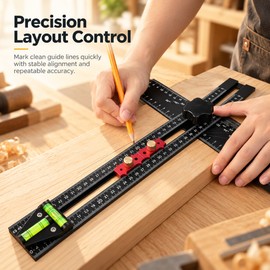 Adjustable Aluminum Metric Layout and Drilling Positioning Ruler