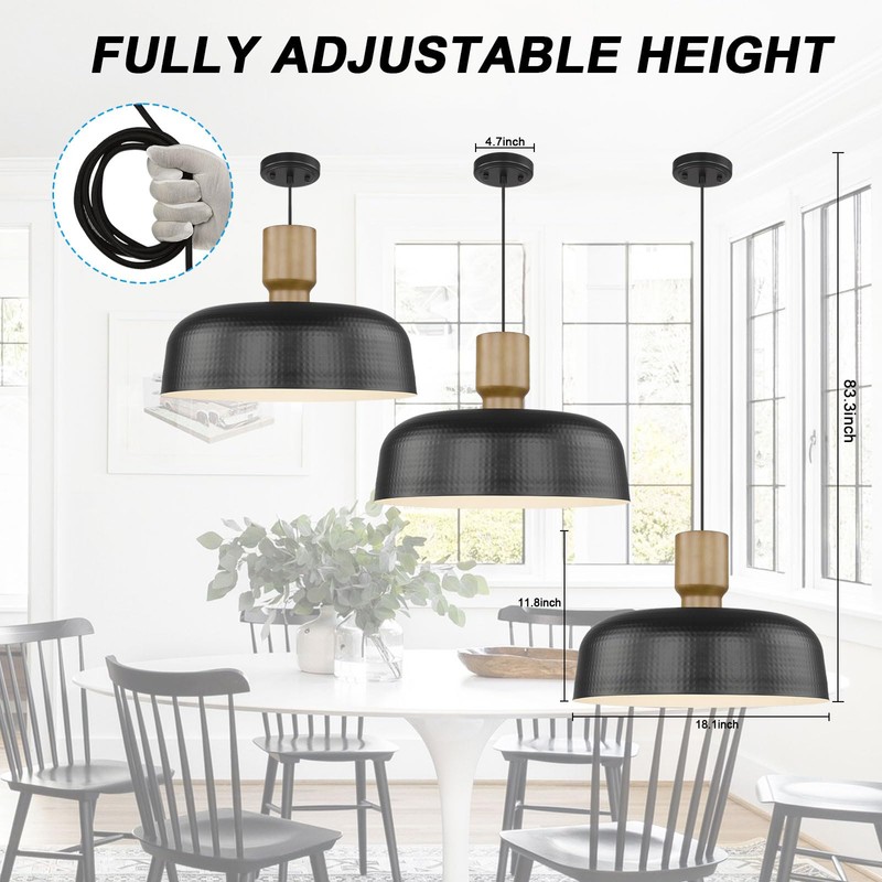 Luminzone Farmhouse Pendant Lights, Adjustable Hanging Light Fixtures with Hammered