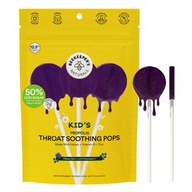 Kids Throat Soothing Lollipops,Mixed Berry&Elderberry,by Beekeeper's Naturals - Doctor Formulated Immune Support,Vitamin D & Honey,15 ct