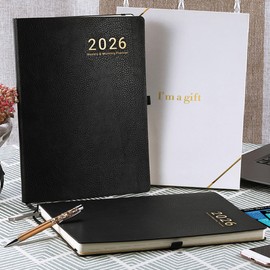 2026 Planner - JAN 2026 - DEC 2026, Planner Weekly and Monthly, Calendar Planner, 8.5" x 11", Leather Cover Planner with Thick Paper, Back Pocket with Notes Pages, Black
