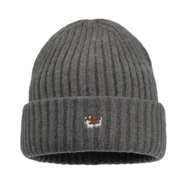 Croogo Winter Knit Hat Puppy Embroidery Hat Grey