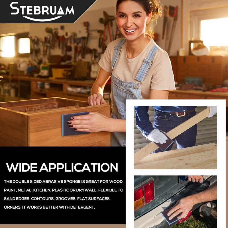 STEBRUAM 6 Pieces Sanding Sponges, 180 Grits Specifications Sanding Pads,sand